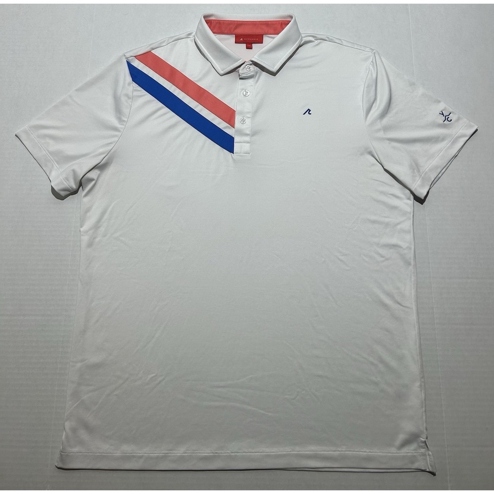 Redvanly Men's Size Large Heyward Golf Performance Polo Sky Blue White LOGO! EUC